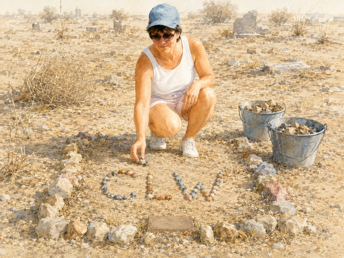 Bea decorating Cherry’s grave