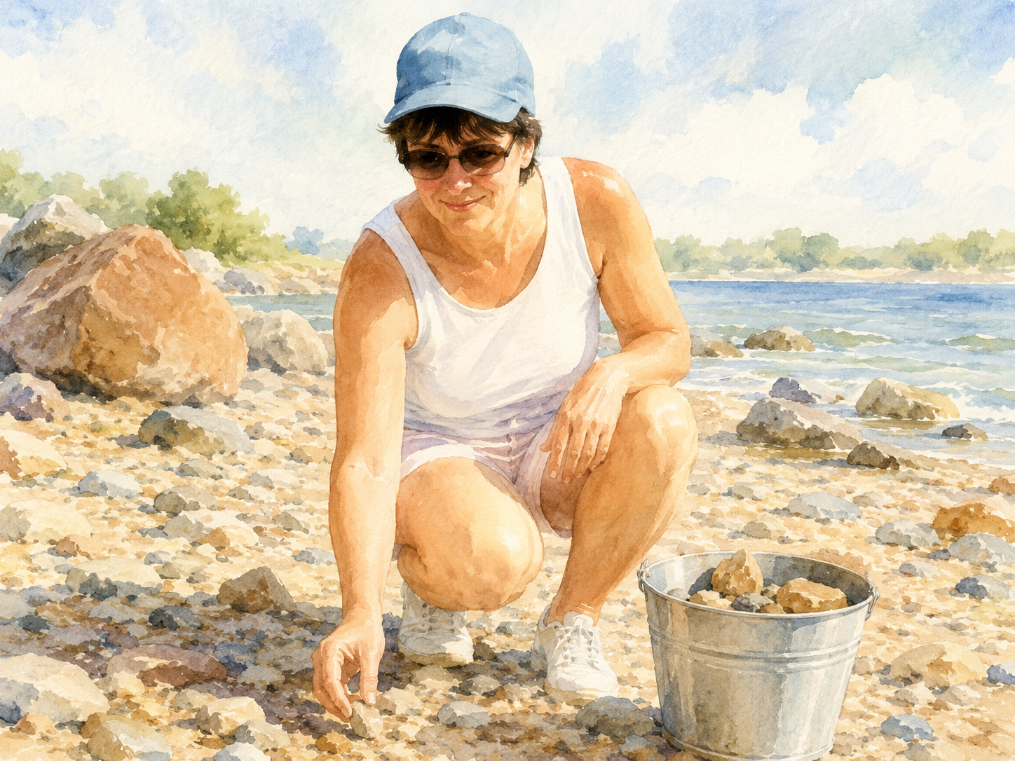 Bea collecting rocks